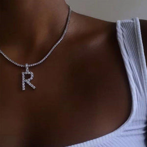 Damen Buchstaben Kristall Halskette