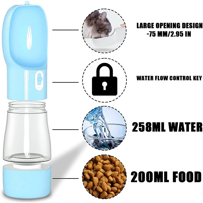 2- in- 1 Tragbare Wasserflasche für Haustier