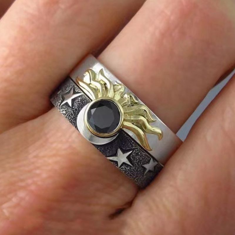 Paar Stern und Mond Ring