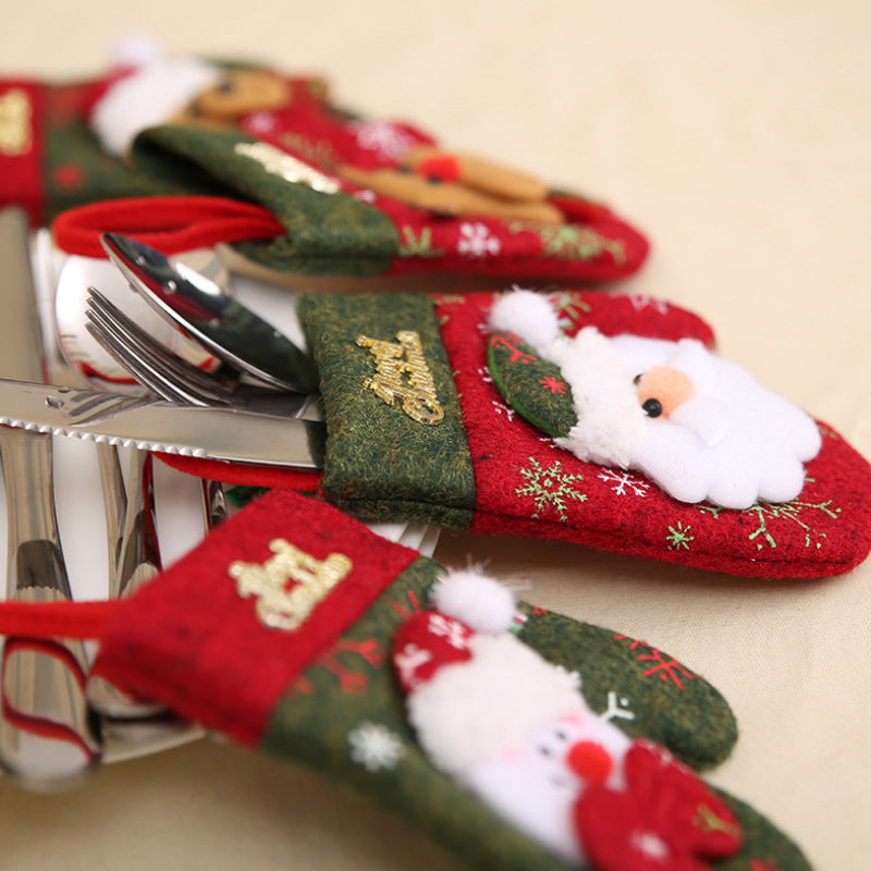 Weihnachtsbesteckset Handschuhe Geschenktüte