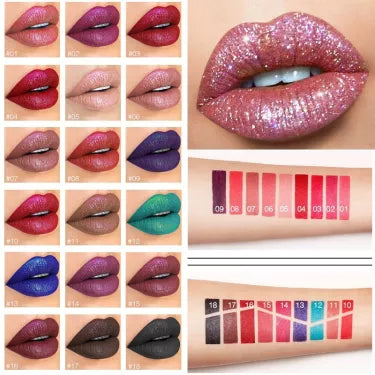 18 Farben Diamant Glänzender Langanhaltender Lippenstift