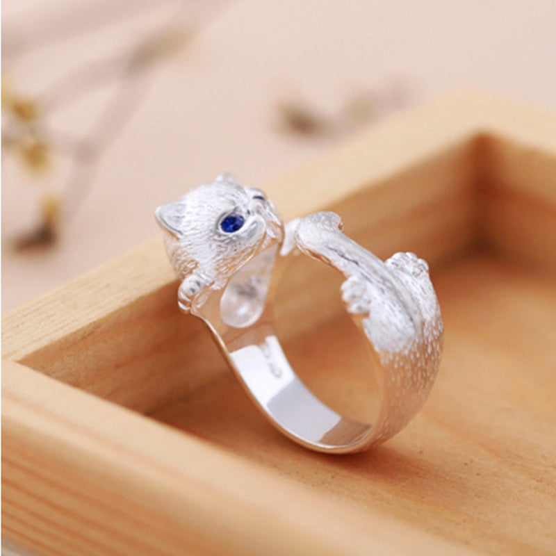 Süßer modischer blauäugiger Katzenring