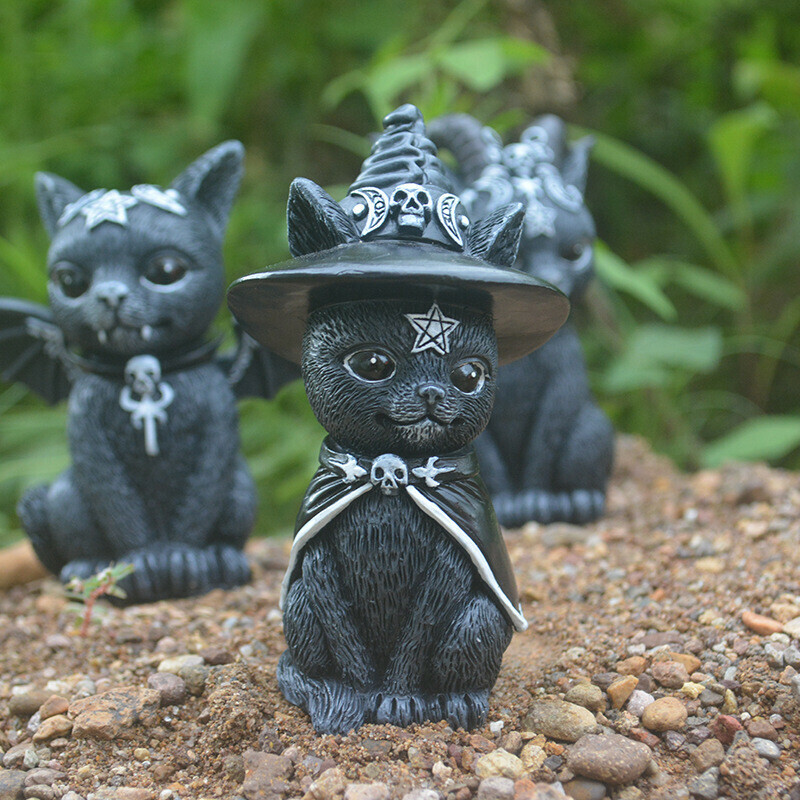 Halloween Katzendekorationen aus Harz