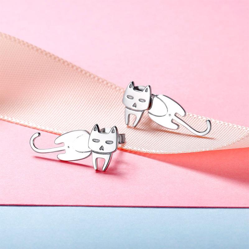 Katze Silber Ohrringe