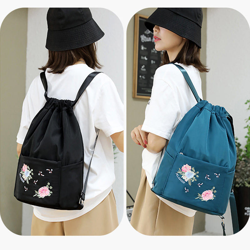 Faltbarer bestickter Kordelzug Rucksack
