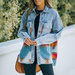 Damen Vintage Jeansjacke mit Taschen