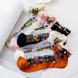 Sommer atmungsaktive Vintage Perlensocken