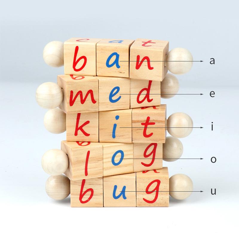 Montessori Alphabet pädagogische phonetische Leseblöcke aus Holz