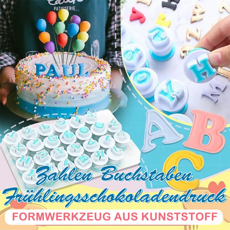 Zahlen Buchstaben Frühlingsschokoladendruck Formwerkzeug aus Kunststoff