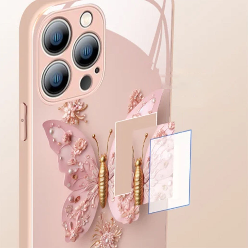 🦋3D-Schmetterlingsmuster Glas Handyhülle für iPhone🦋