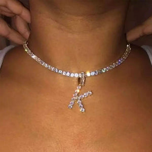 Damen Buchstaben Kristall Halskette