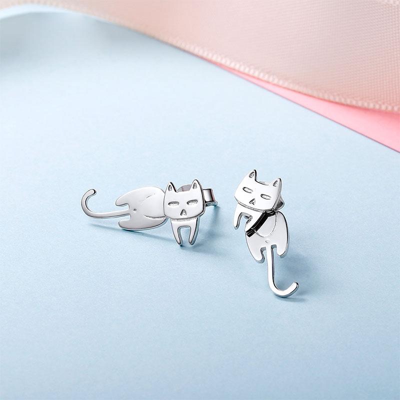 Katze Silber Ohrringe