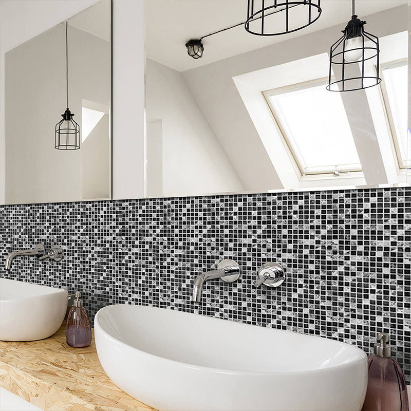 Kreative Fliesenaufkleber mit schwarzem Mosaik, 10 Stück