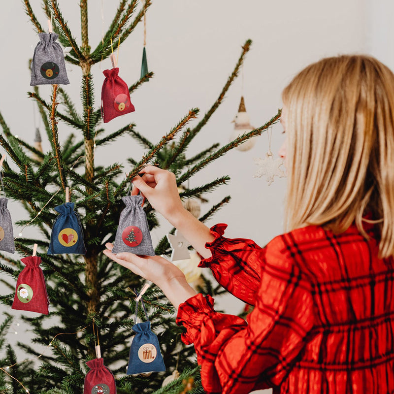 24 Stücke Weihnachten Advent Kalender Hängen Geschenk Taschen