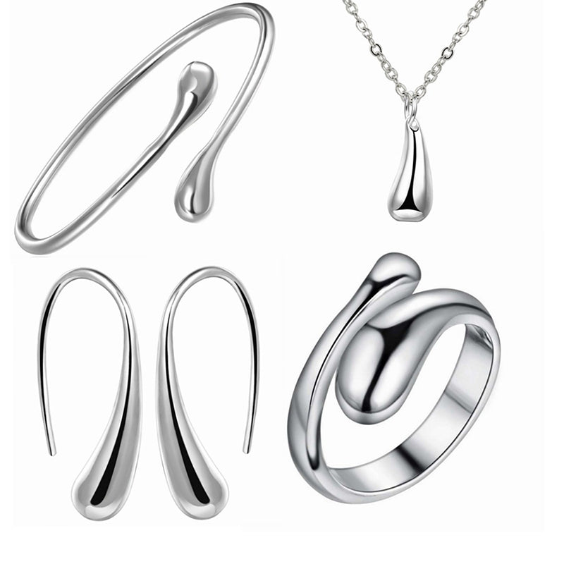 Wassertropfen Vierer Set Schmuck