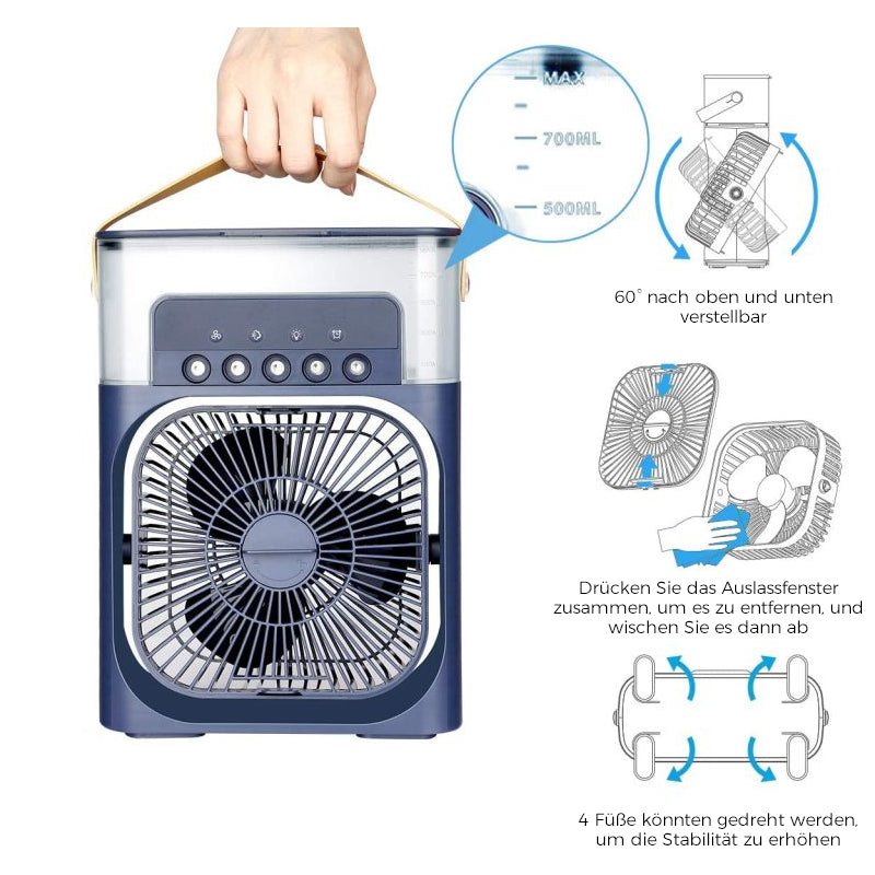 Tragbarer Klimaanlagenventilator + Luftbefeuchter