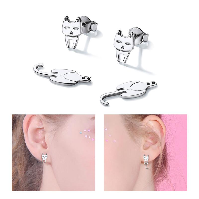 Katze Silber Ohrringe