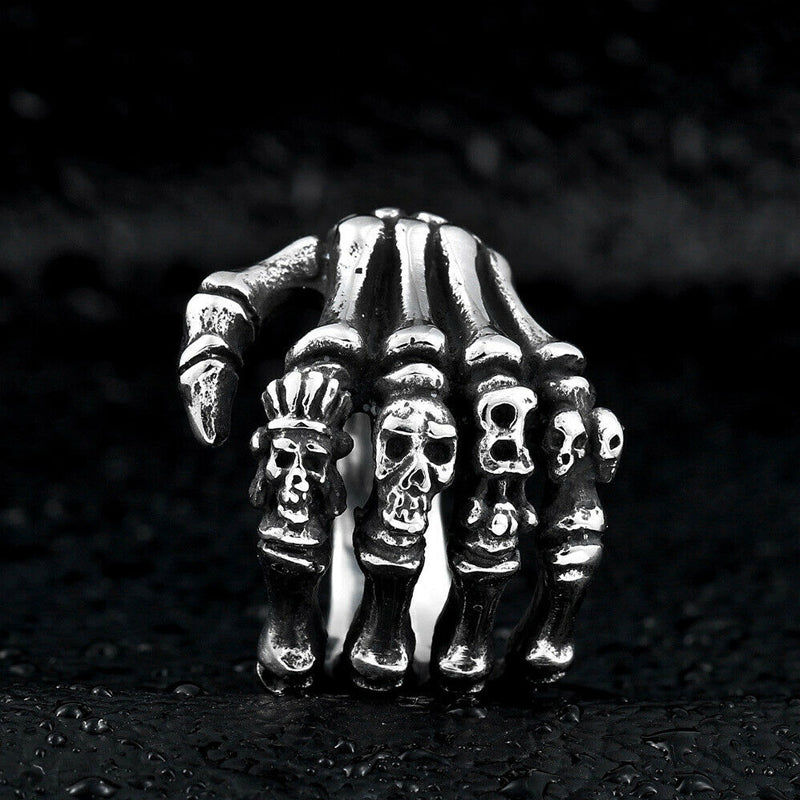 Übertriebener Totenkopf Pfoten Ring