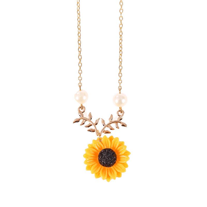 Charmante Perlen-Sonnenblumen-Halskette