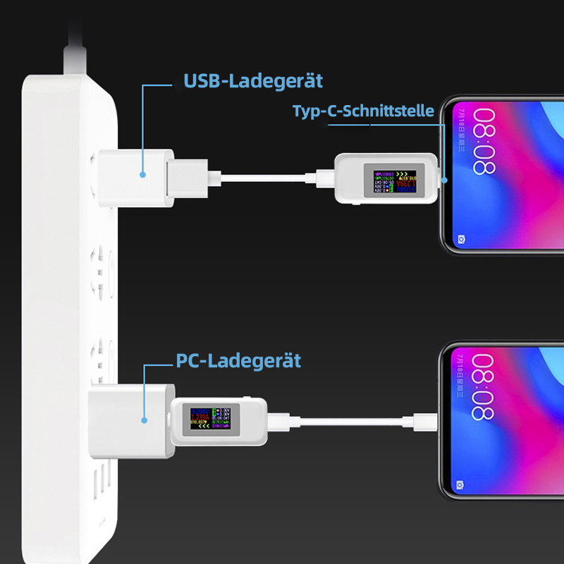 Farbbildschirm USB Strom- und Spannungsprüfer