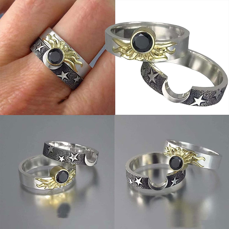 Paar Stern und Mond Ring