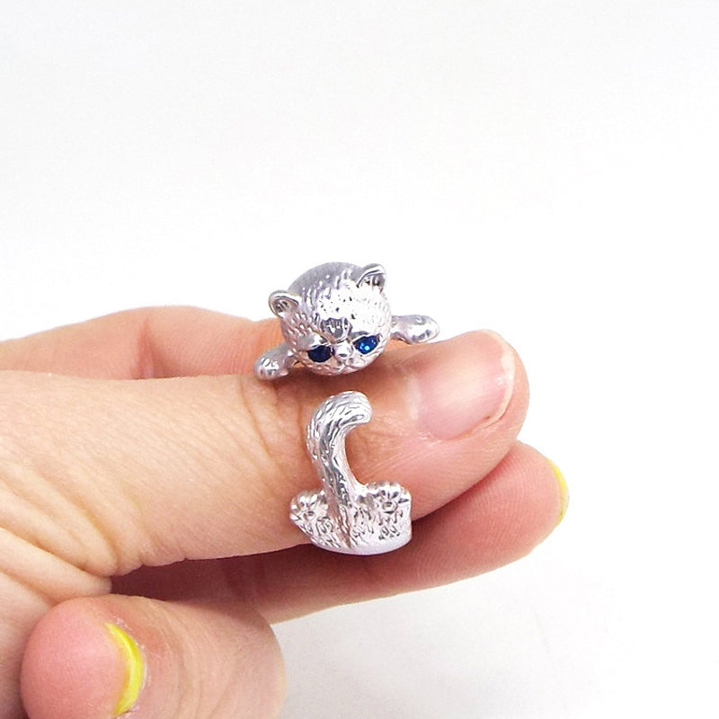 Süßer modischer blauäugiger Katzenring