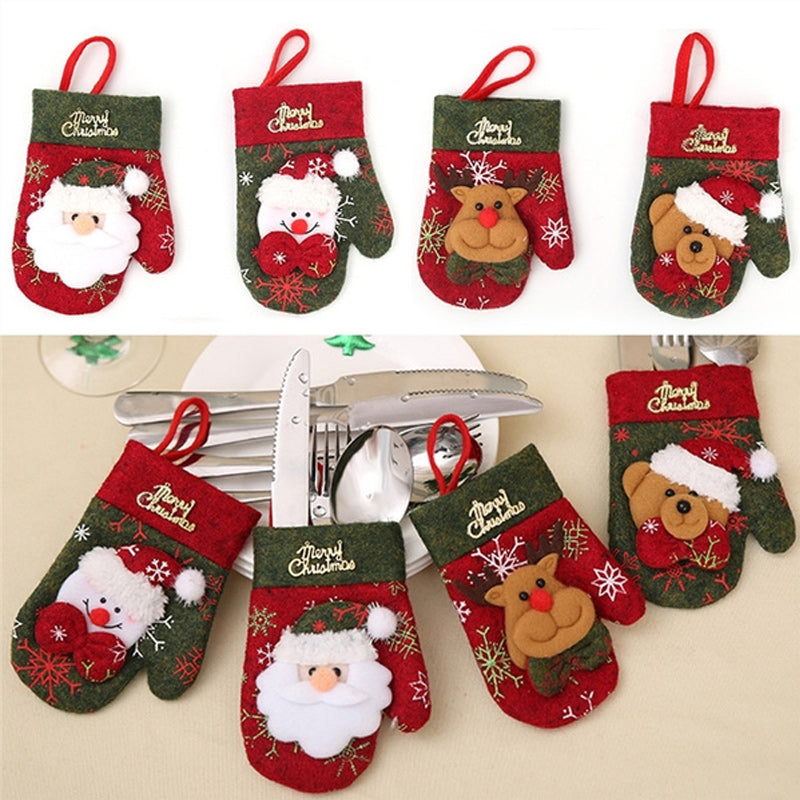 Weihnachtsbesteckset Handschuhe Geschenktüte