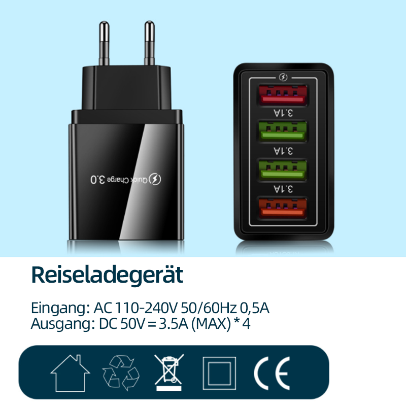 4-Loch USB Farbiges Ladegerät