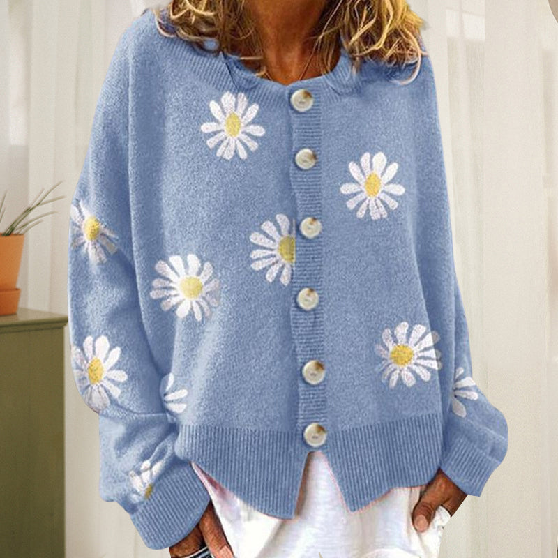 Süße Strickjacke mit Gänseblümchen