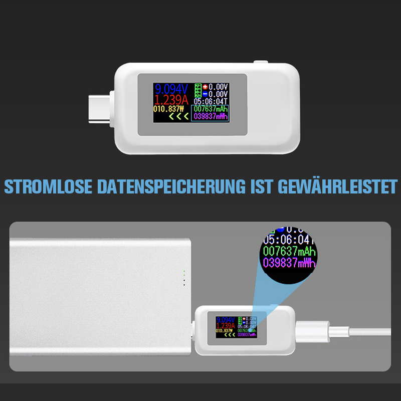 Farbbildschirm USB Strom- und Spannungsprüfer