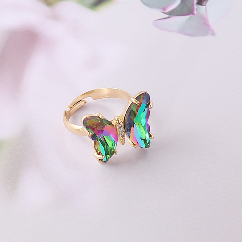 Damen bunter Schmetterlinge Ring