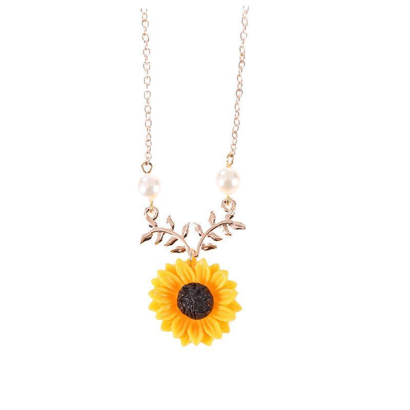 Charmante Perlen-Sonnenblumen-Halskette