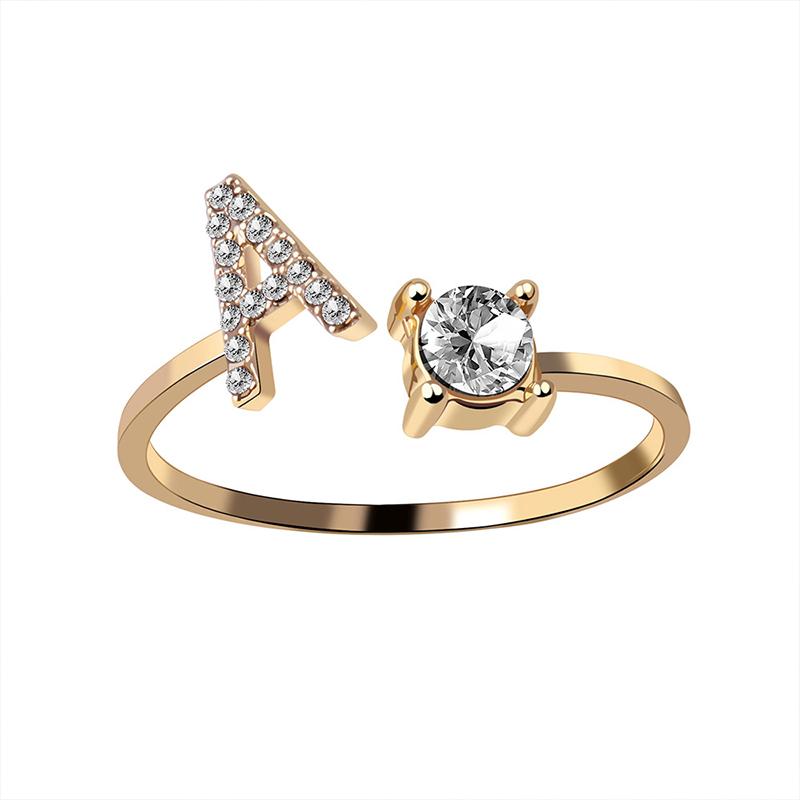 A-Z Buchstabe Gold Metall Einstellbarer Ring
