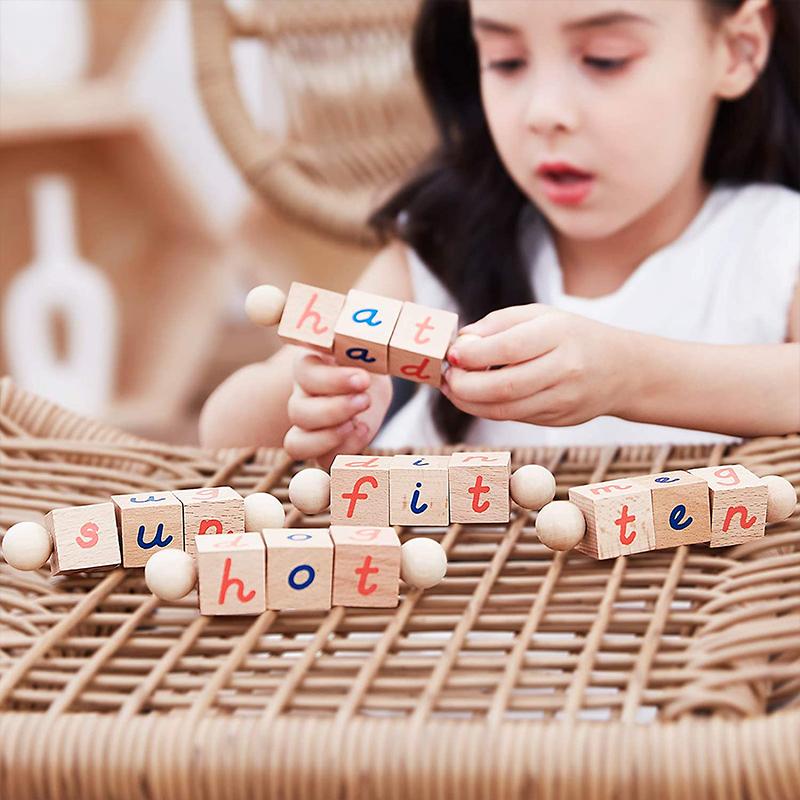 Montessori Alphabet pädagogische phonetische Leseblöcke aus Holz