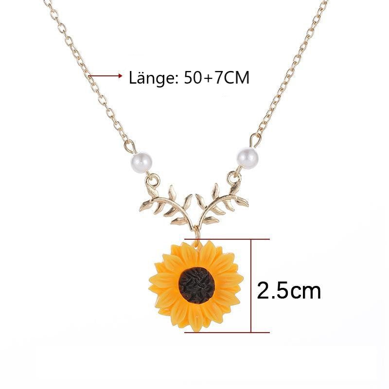 Charmante Perlen-Sonnenblumen-Halskette