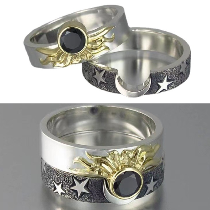 Paar Stern und Mond Ring