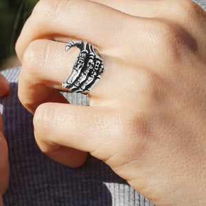 Übertriebener Totenkopf Pfoten Ring