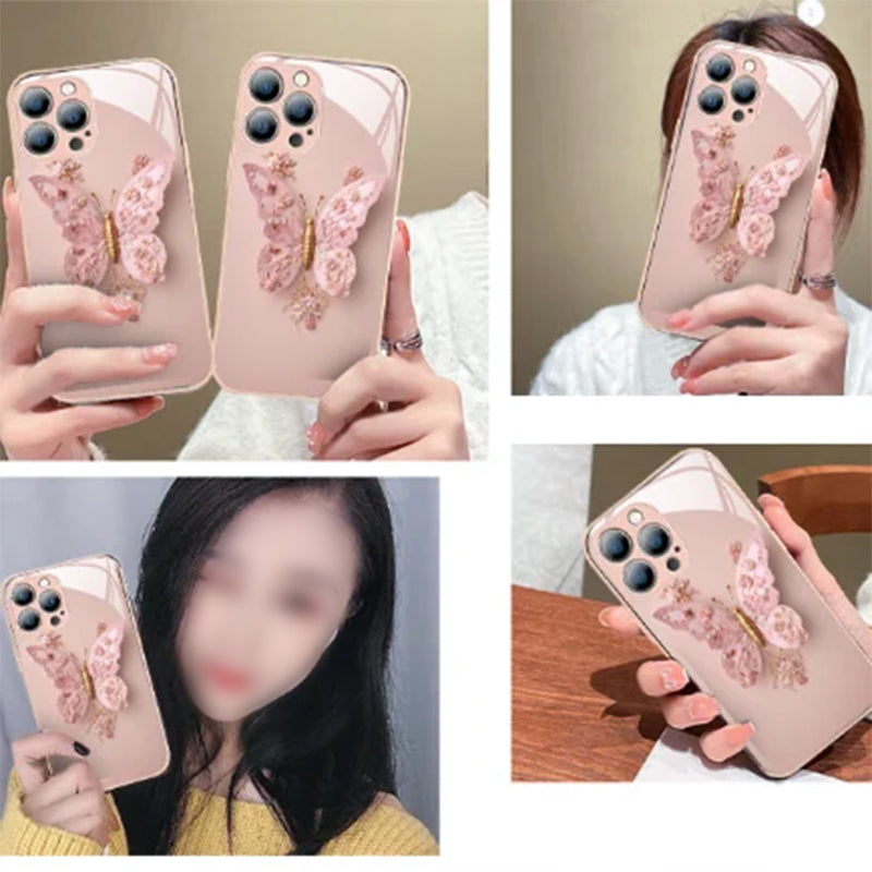 🦋3D-Schmetterlingsmuster Glas Handyhülle für iPhone🦋