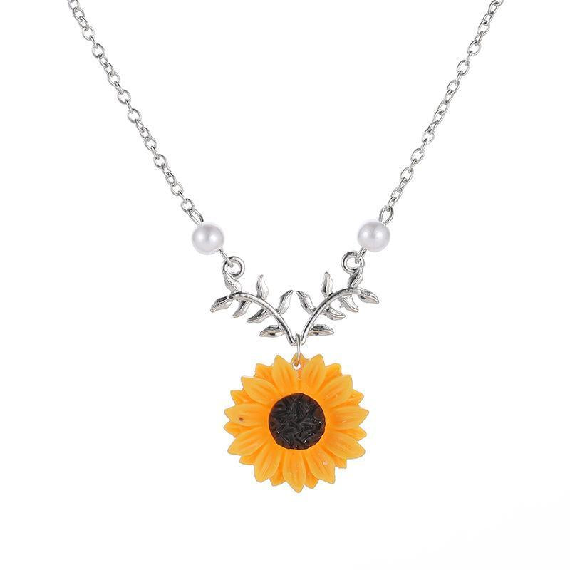 Charmante Perlen-Sonnenblumen-Halskette