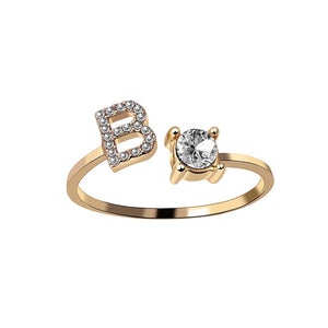 A-Z Buchstabe Gold Metall Einstellbarer Ring