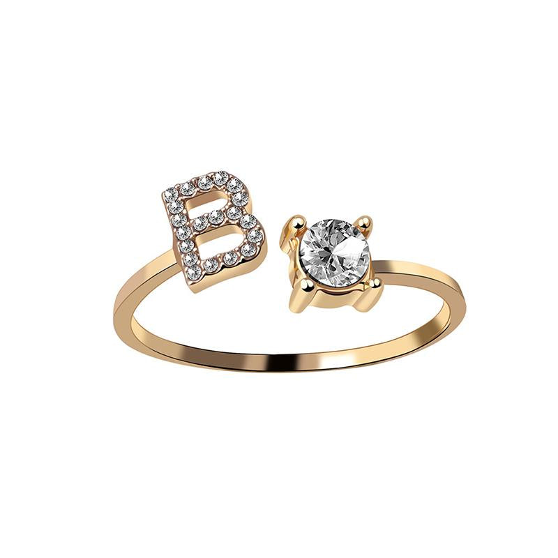 A-Z Buchstabe Gold Metall Einstellbarer Ring