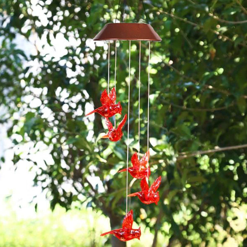 Solar roter- Vogel Wind Glockenspiel Licht