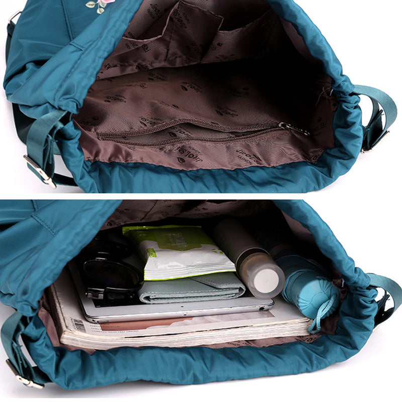 Faltbarer bestickter Kordelzug Rucksack