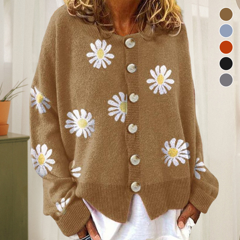 Süße Strickjacke mit Gänseblümchen