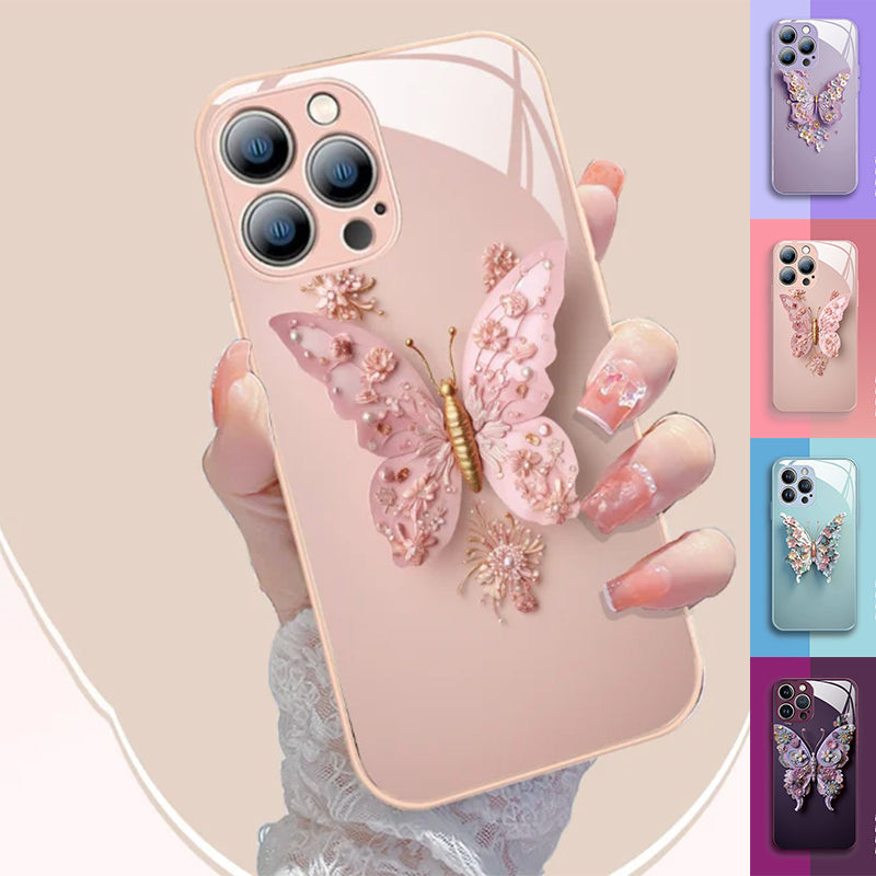 🦋3D-Schmetterlingsmuster Glas Handyhülle für iPhone🦋