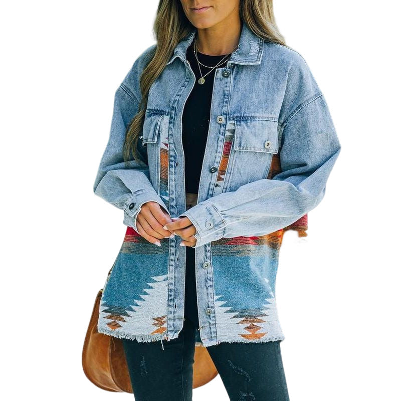 Damen Vintage Jeansjacke mit Taschen