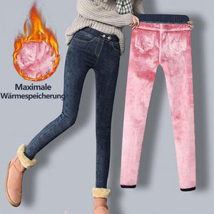 Doppelte Fleece-Thermo Jeans Hose