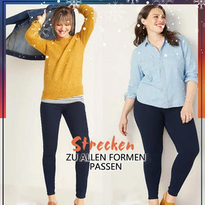 Doppelte Fleece-Thermo Jeans Hose