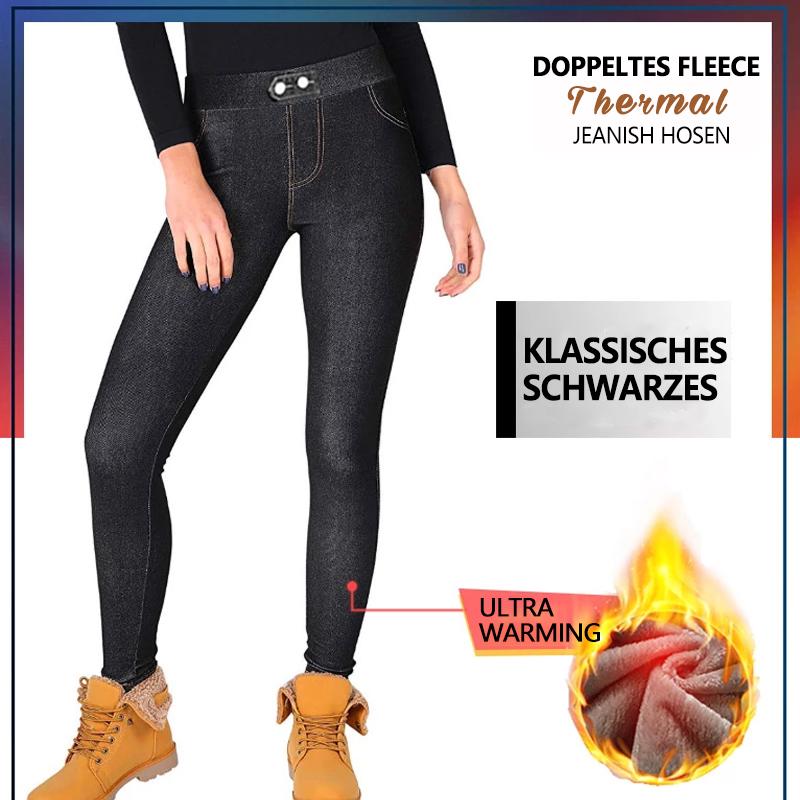 Doppelte Fleece-Thermo Jeans Hose