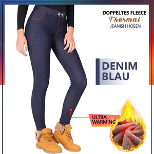 Doppelte Fleece-Thermo Jeans Hose